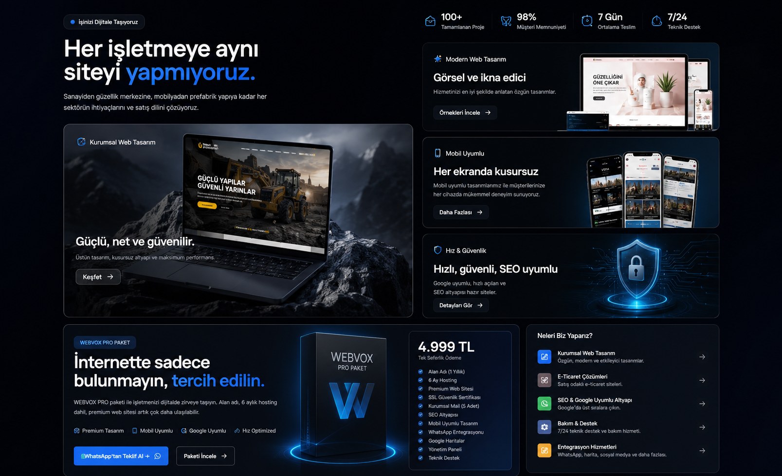 WEBVOX web sitesi tasarım örneği